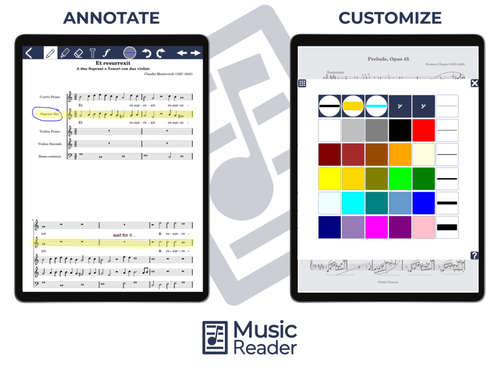 Features MusicReader digital music stand software display sheet